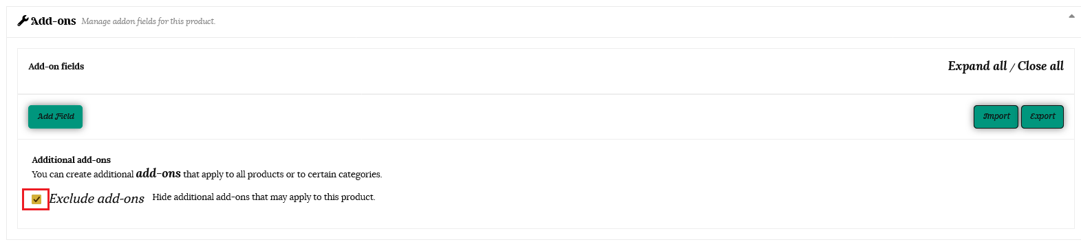 Exclude global addons