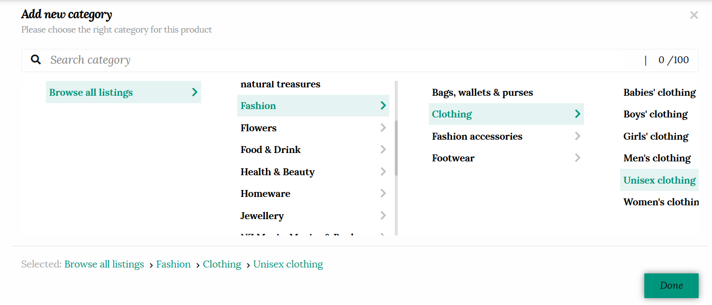 Add an appropriate category for your product
