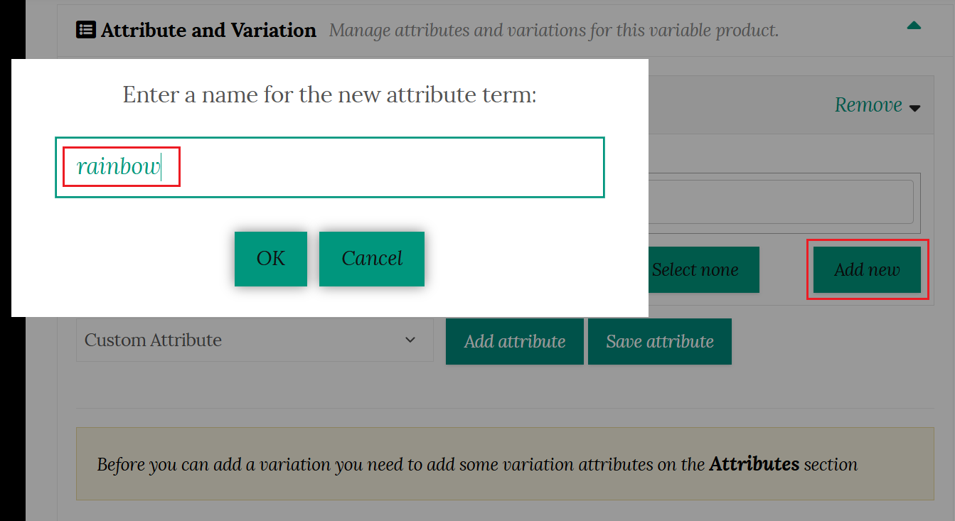 Add new attribute