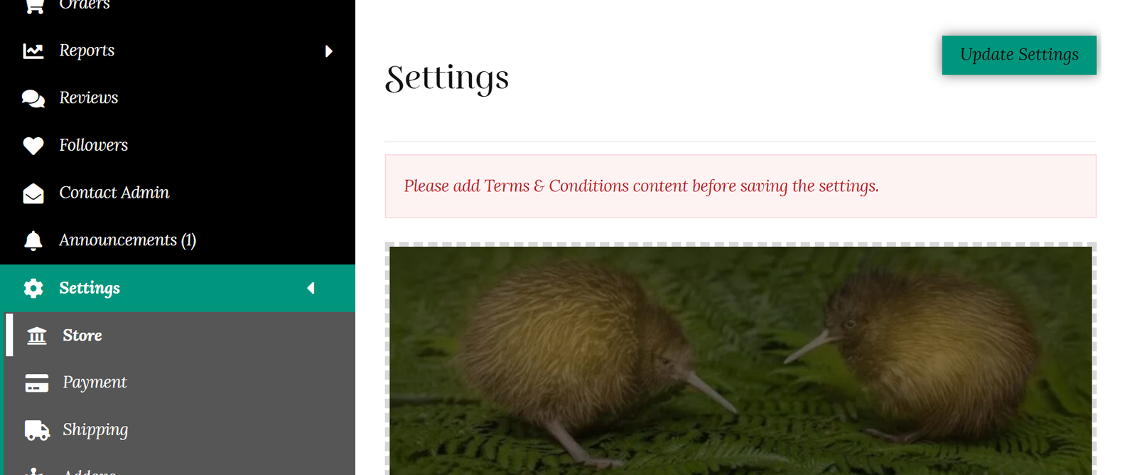 Add terms and conditions messaage