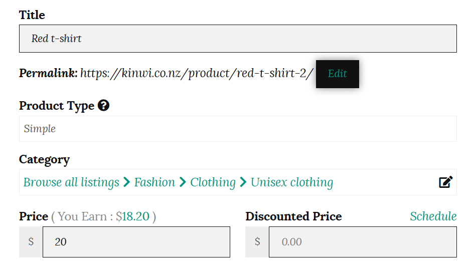 Commision is calculated once you enter a price