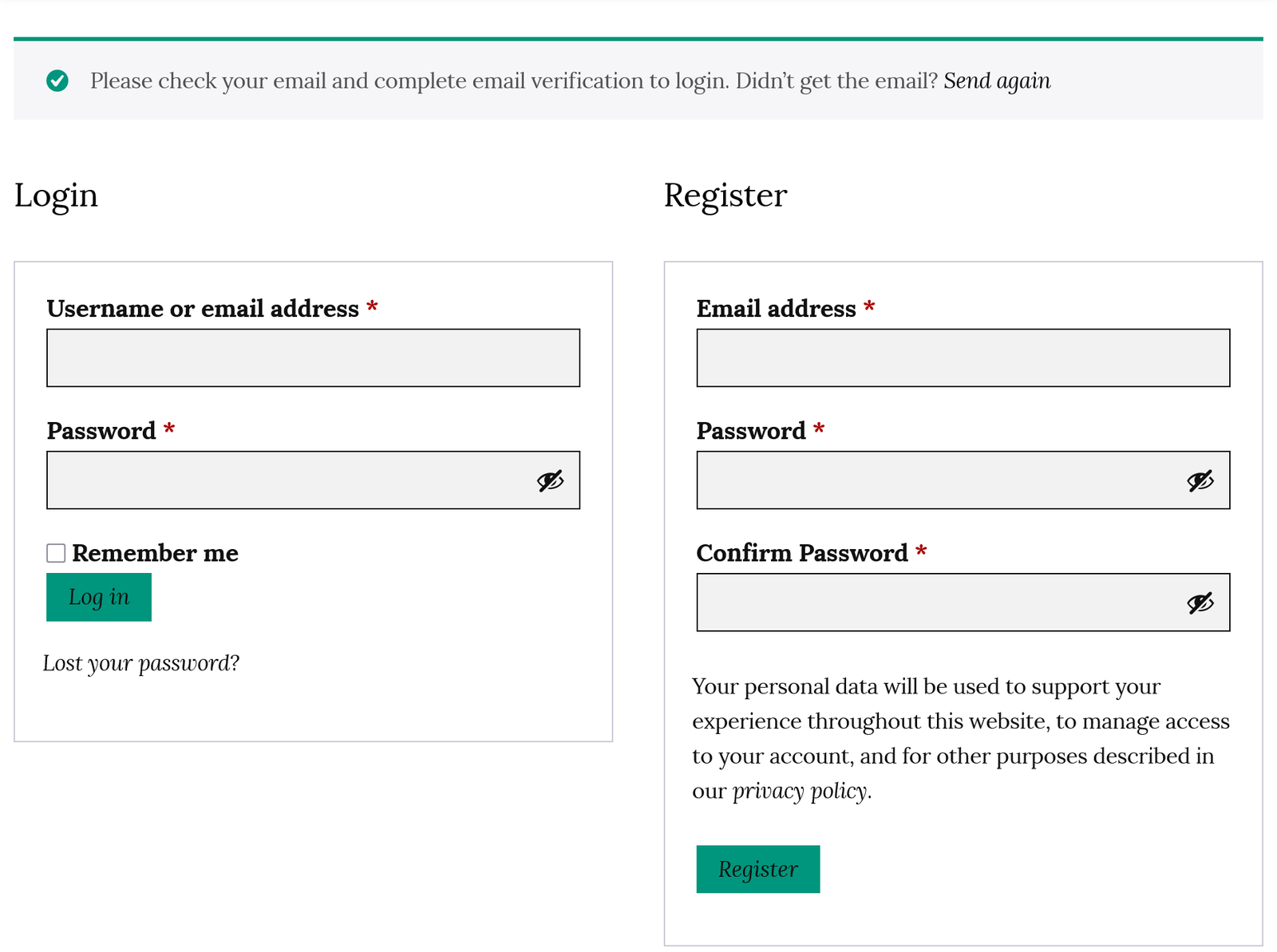 Complete email verification notice