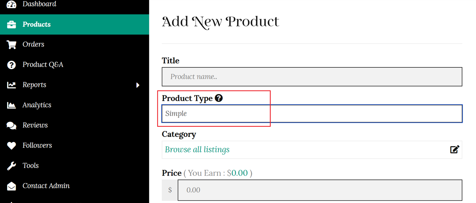 Listing a simple product