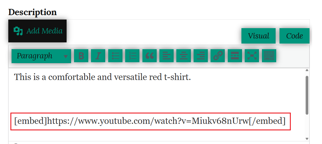 Media link in product description