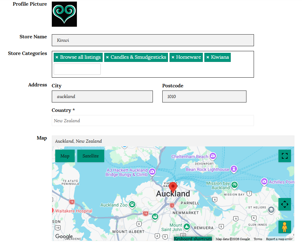Store setup form