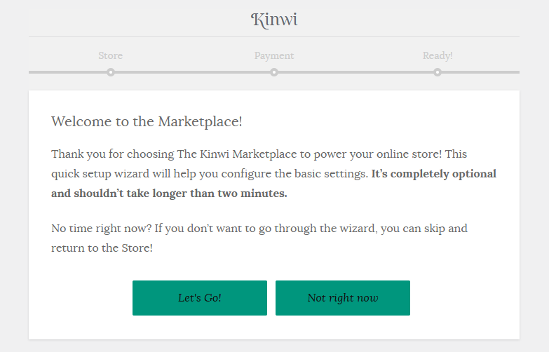 Store setup wizard