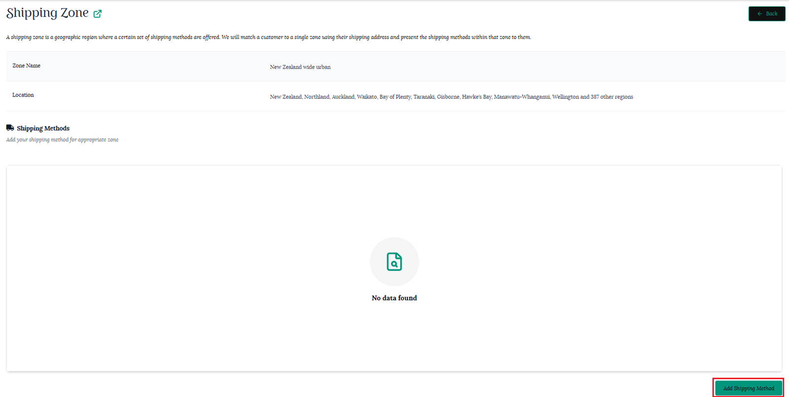 Add shipping method to zone