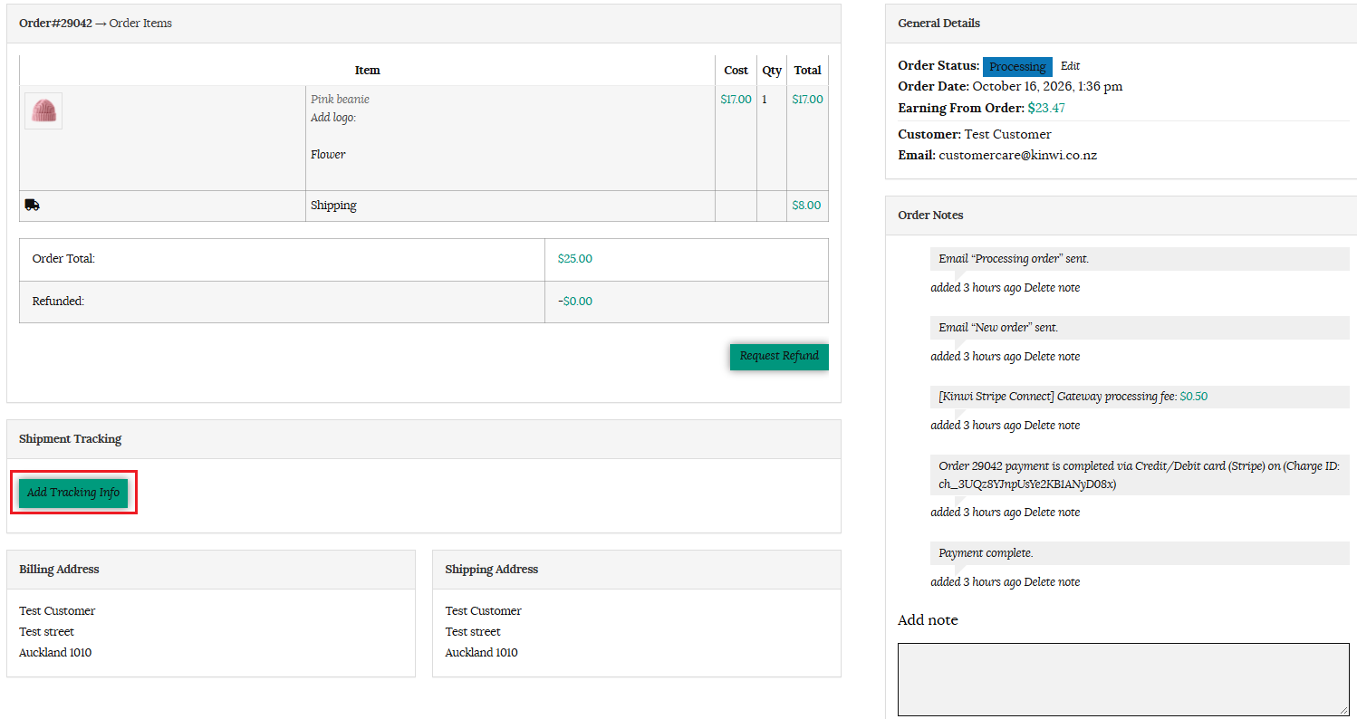 Add tracking info on order confirmation