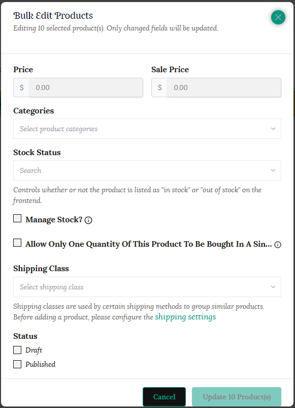 Bulk edit form