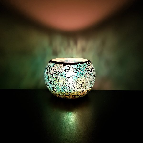 Colour reflections from PureAz River of Dreams mosaic beeswax candle