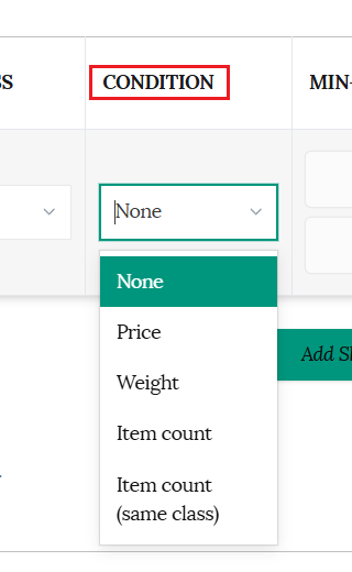 Condition dropdown