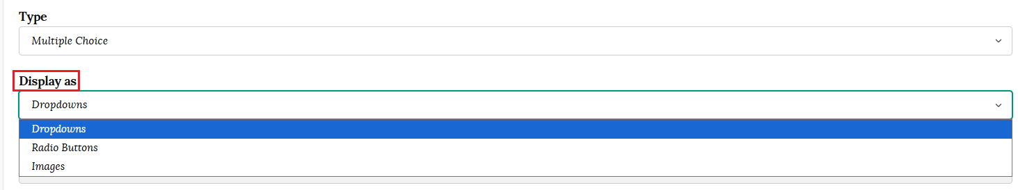 Display as options