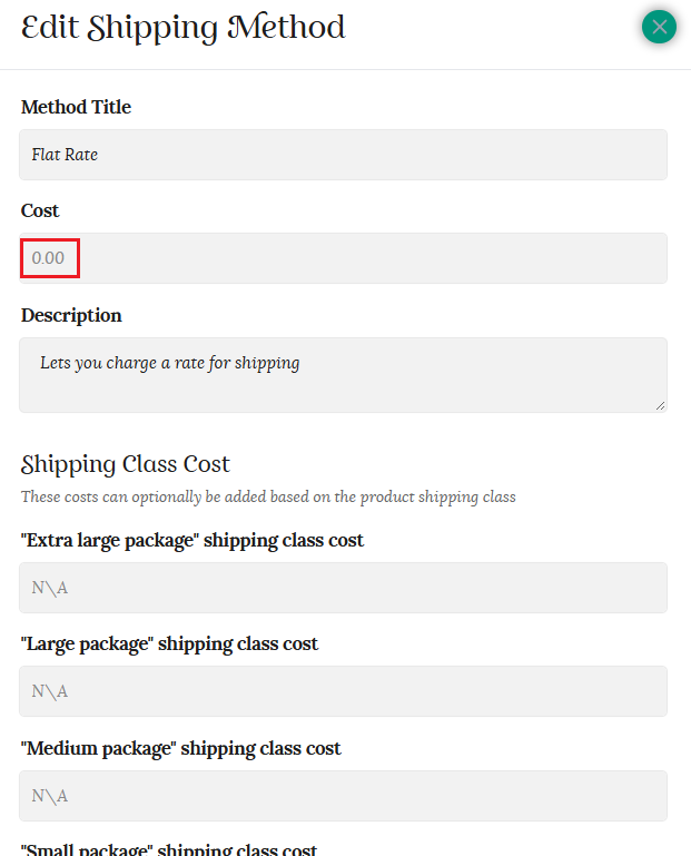 Edit shipping method form