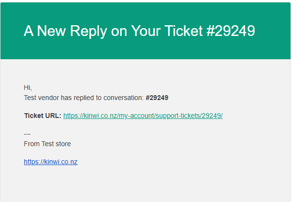 Email reply to support ticket