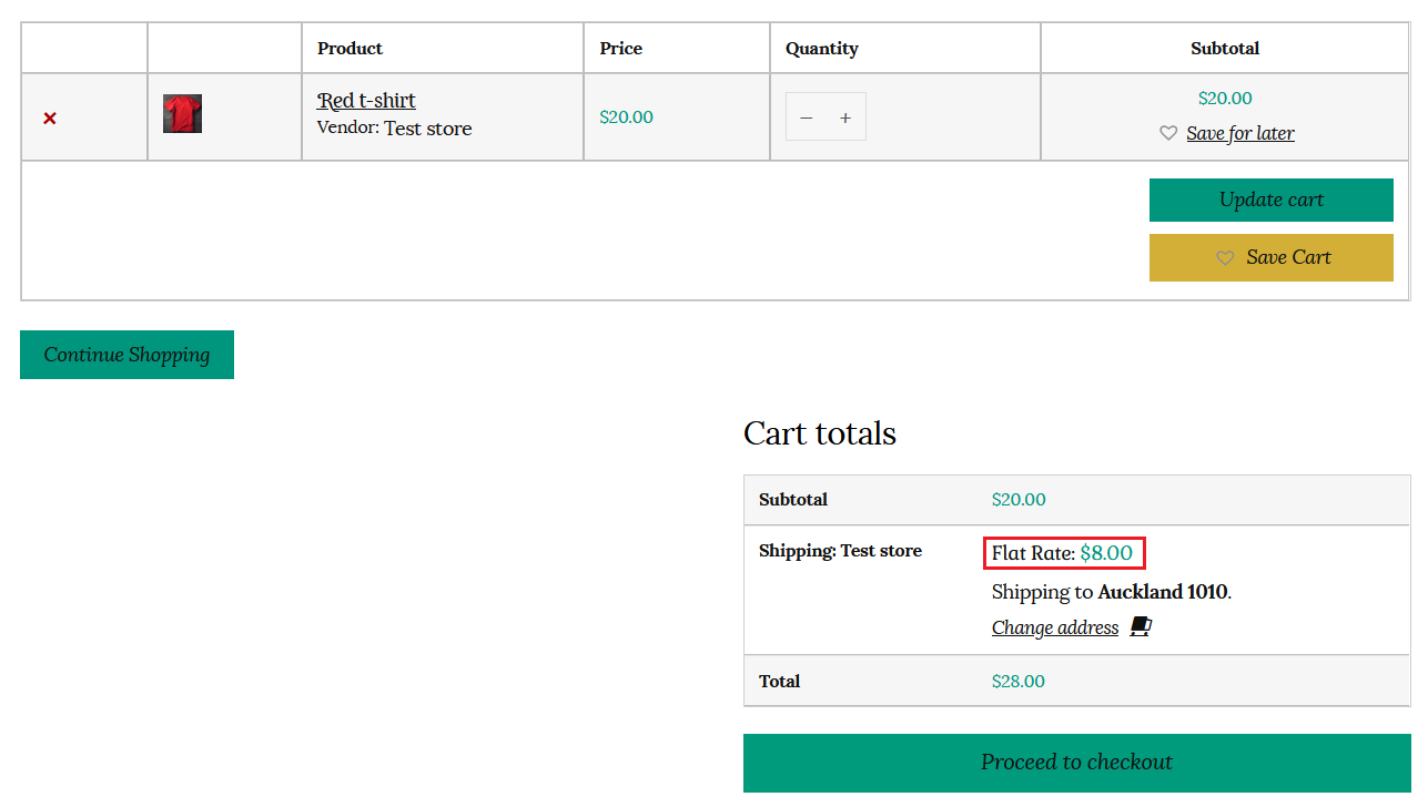 Flat rate shipping in cart
