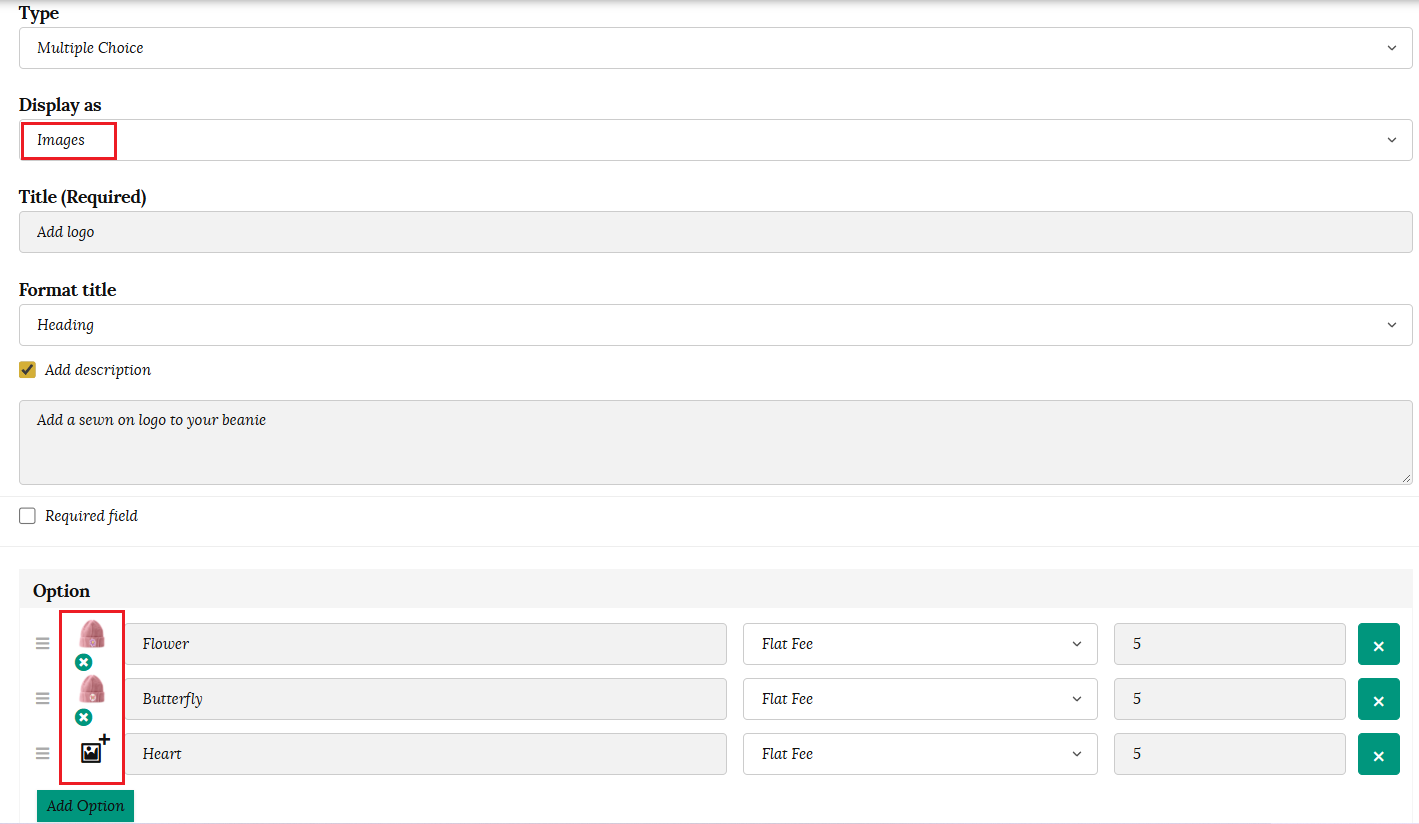 Image option for addons
