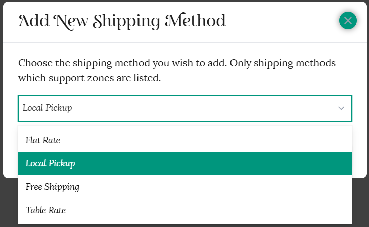 Local pickup shipping option
