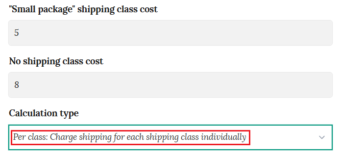 Per class shipping calculation