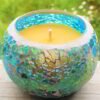 River of dreams mosaic beeswax candle showing detail