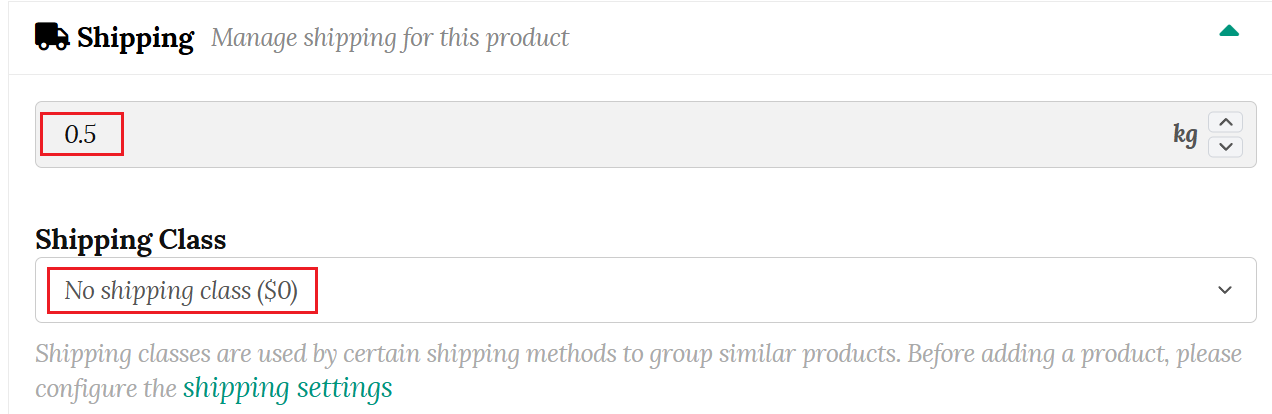 Shipping settings by weight for Lilys store
