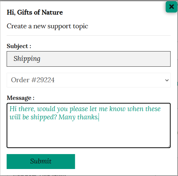 Support topic window