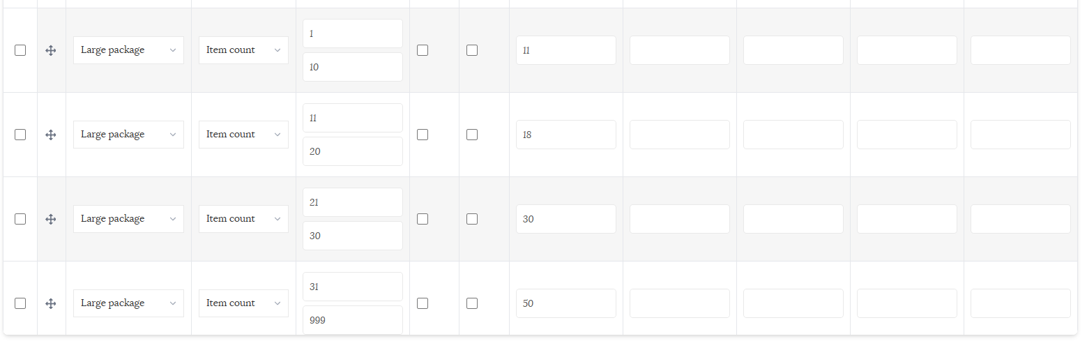 Using classes for shipping calculations large package